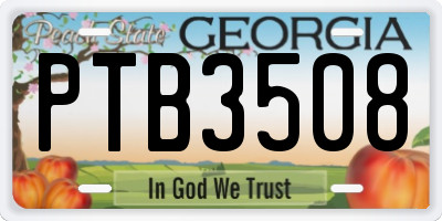 GA license plate PTB3508