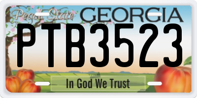 GA license plate PTB3523