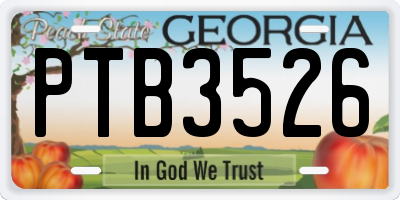 GA license plate PTB3526