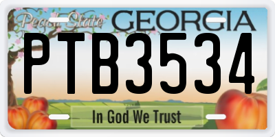 GA license plate PTB3534