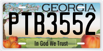 GA license plate PTB3552