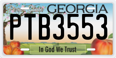 GA license plate PTB3553