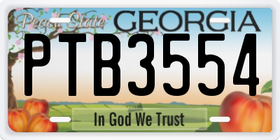 GA license plate PTB3554