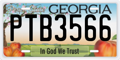 GA license plate PTB3566