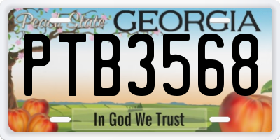 GA license plate PTB3568