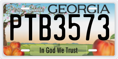 GA license plate PTB3573