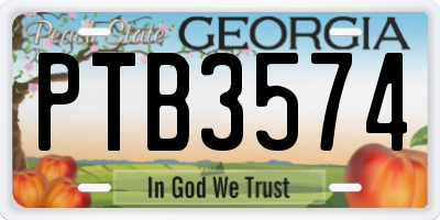 GA license plate PTB3574