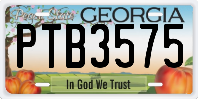 GA license plate PTB3575
