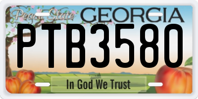 GA license plate PTB3580