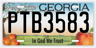 GA license plate PTB3583
