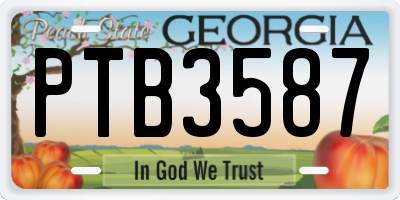 GA license plate PTB3587