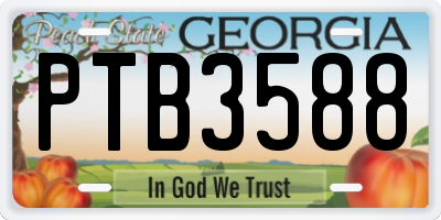 GA license plate PTB3588