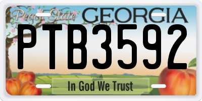 GA license plate PTB3592