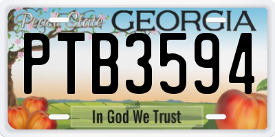 GA license plate PTB3594