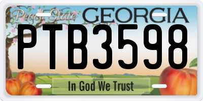 GA license plate PTB3598