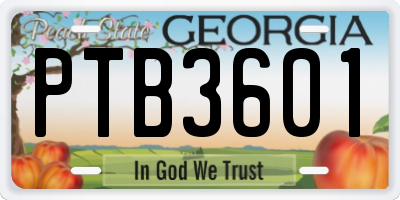 GA license plate PTB3601