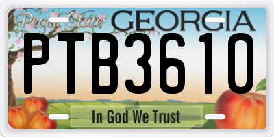 GA license plate PTB3610