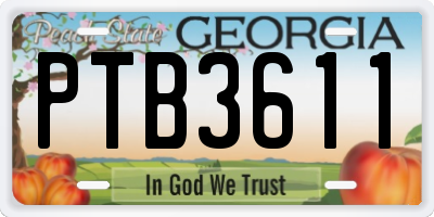 GA license plate PTB3611