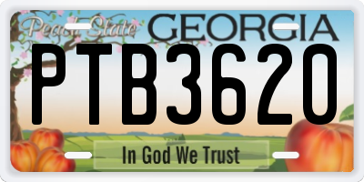 GA license plate PTB3620