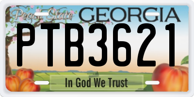 GA license plate PTB3621