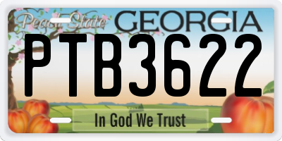 GA license plate PTB3622