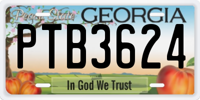 GA license plate PTB3624