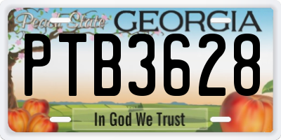 GA license plate PTB3628