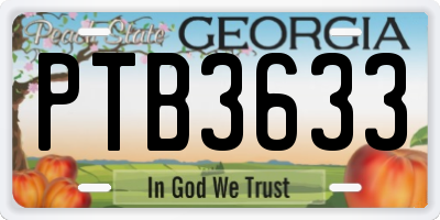 GA license plate PTB3633