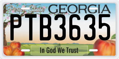 GA license plate PTB3635