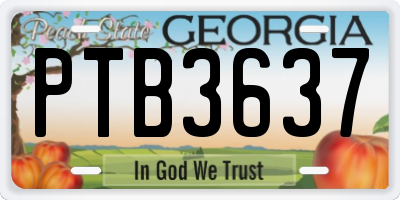 GA license plate PTB3637