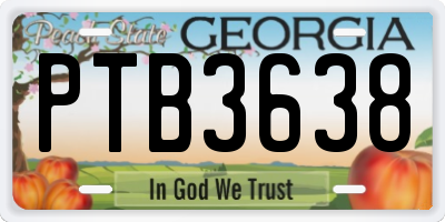 GA license plate PTB3638