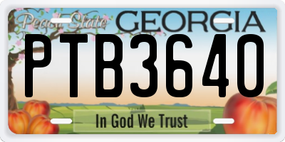 GA license plate PTB3640