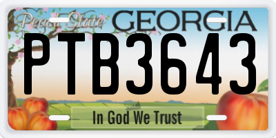 GA license plate PTB3643