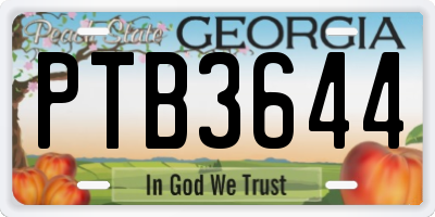 GA license plate PTB3644