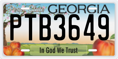 GA license plate PTB3649