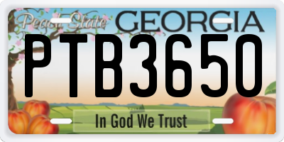 GA license plate PTB3650
