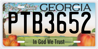 GA license plate PTB3652