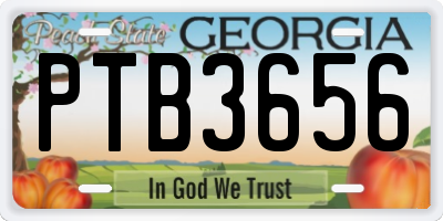 GA license plate PTB3656