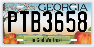 GA license plate PTB3658