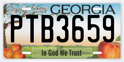GA license plate PTB3659