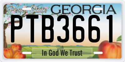 GA license plate PTB3661