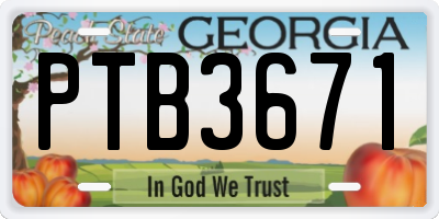 GA license plate PTB3671