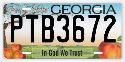GA license plate PTB3672