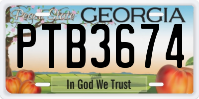 GA license plate PTB3674