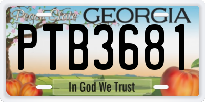 GA license plate PTB3681