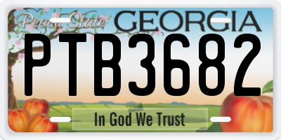 GA license plate PTB3682