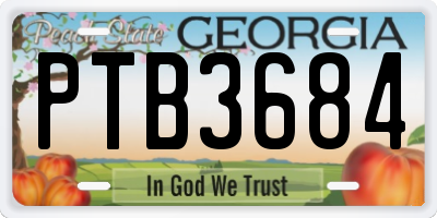GA license plate PTB3684