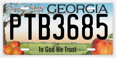 GA license plate PTB3685
