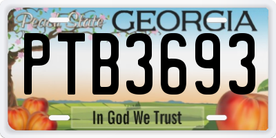 GA license plate PTB3693