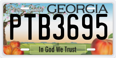 GA license plate PTB3695